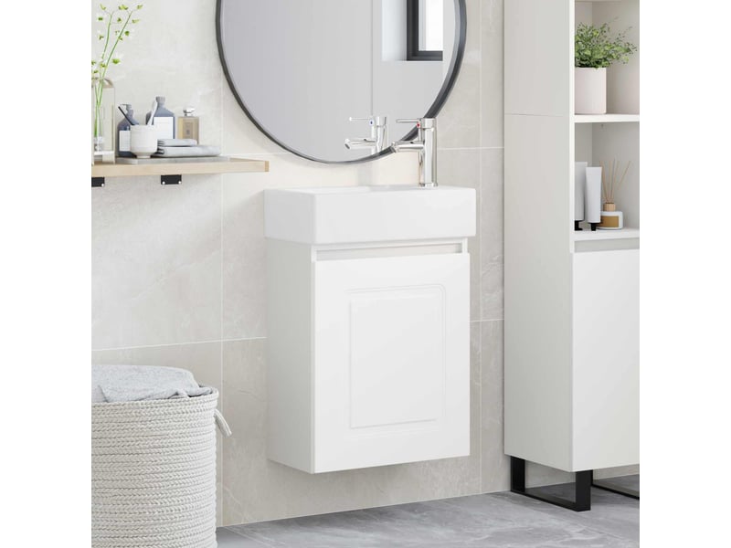 Meuble de salle de bain avec robinet blanc 45.5x22.5x84 cm shl2993 - Conforama B