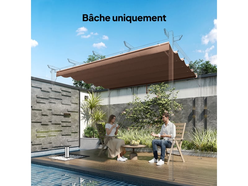 Toile de toit pour pergola tonnelle rétractable de 3x3 m - toile uniquement 250x255 cm café - Conforama D