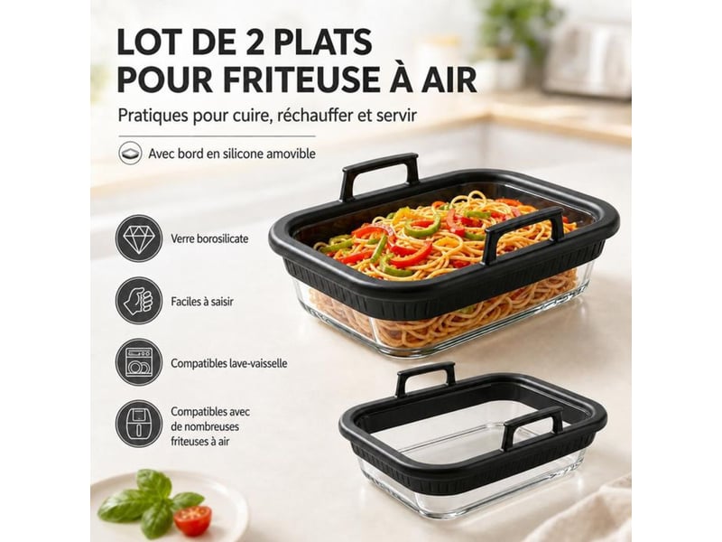  Plat cuisson verre resistant four a air chaud double zone lot de 2 poignées silicone amovibles 395393_AADEJ67992_6_DROPFR - Conforama C