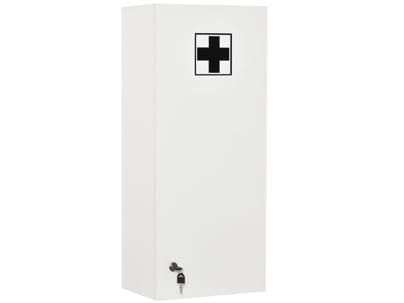 Armoire à pharmacie murale avec serrure, 5 étagères et tablettes réglables, bois et verre, 30x20x70cm, blanc  - Conforama B