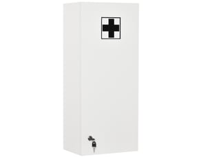 Armoire à pharmacie murale avec serrure, 5 étagères et tablettes réglables, bois et verre, 30x20x70cm, blanc