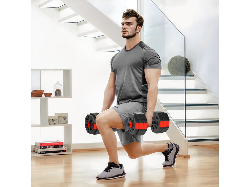 Ensemble d'haltères 6 en 1, réglables jusqu'à 30 kg, pour l'entraînement musculaire à domicile - Conforama D