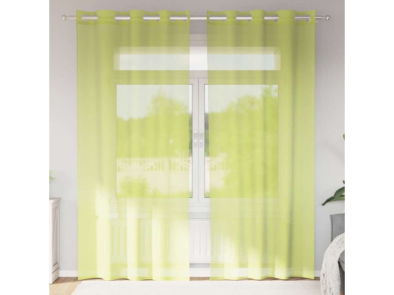  Lot de 2 rideaux en voile, voilages avec œillets vert pomme 140x245 cm cf44433  - Conforama B