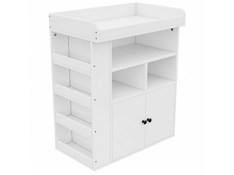  Table à langer bébé 2-en-1 avec rangement 82x50x100 cm en mdf blanc  - Conforama E