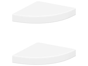 Lot de 2 étagères d'angle flottantes, étagères murales blanc 25x25x3,8 cm mdf cf42765