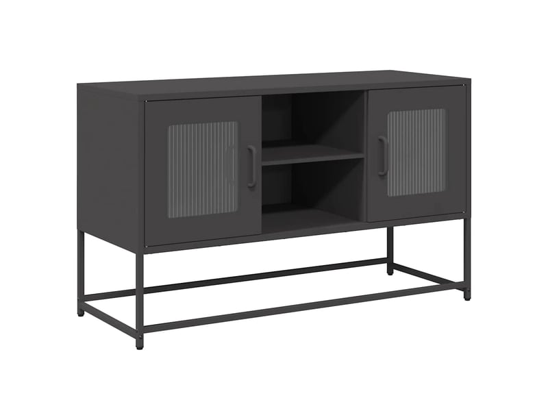 Meuble tv - banc tv - meuble de rangement noir 100,5x39x60,5 cm acier  - Conforama A
