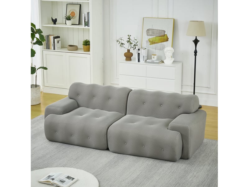  Canapé 2 places gris en tissu 3d, 224 x 104 x 66 cm  - Conforama D