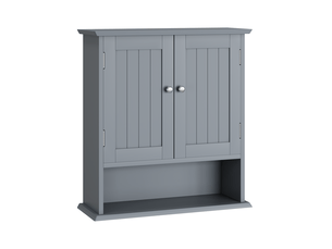 Armoire de salle de bain murale avec 2 portes, étagères réglables et niches ouvertes, en mdf, 54,6 × 19,8 × 60 cm