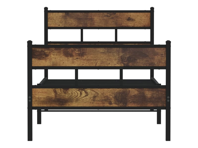  Lit simple- lit adulte -  cadre de lit en métal sans matelas chêne fumé 100x200 cm  - Conforama C