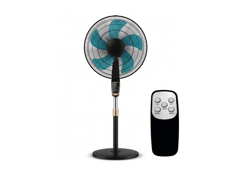  Ventilateur sur pied noir 45 cm - 75 w - télécommande - base solide  - Conforama A