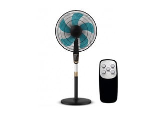 Ventilateur sur pied noir 45 cm - 75 w - télécommande - base solide