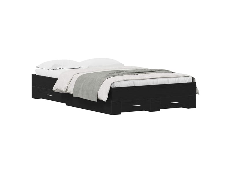  Lit double- lit adulte -  cadre de lit chêne noir 120 x 190 cm bois d'ingénierie  - Conforama A