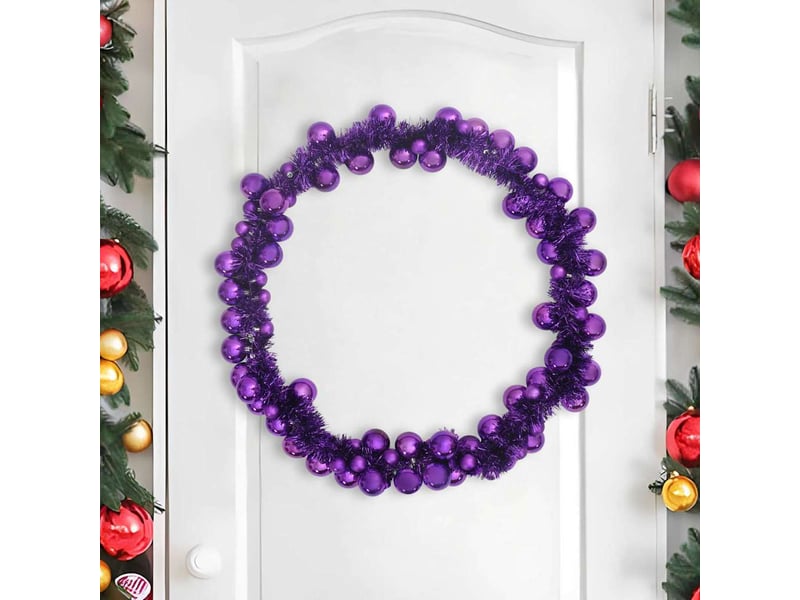  Guirlande de boules de noël led lilas 186 cm polystyrène  - Conforama C