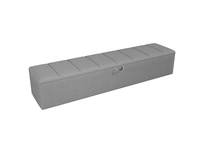  Banc coffre rembourré, 163 × 32 × 36 cm, gris, velours, rangement intégré, assise relevable, mobile, barrière ouvrante  - Conforama A