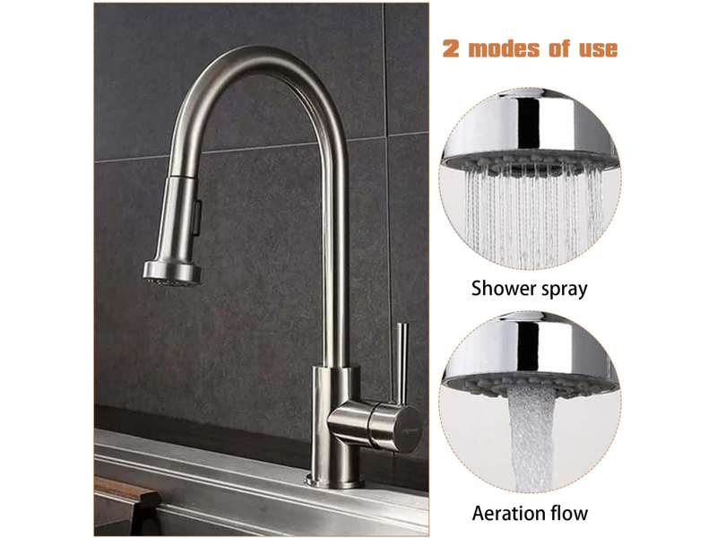  1pcs douchette evier cuisine, 2 modes embout robinet cuisine, rallonge robinet cuisine, brise jet robinet cuisine avec aerateur(argent)  - Conforama C