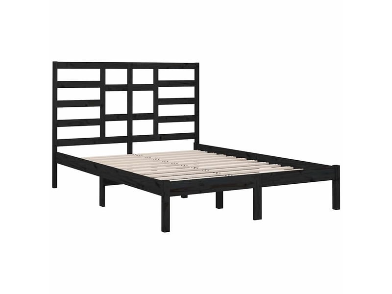  Lit double- lit adulte -  cadre de lit sans matelas noir bois massif 140x190 cm  - Conforama C