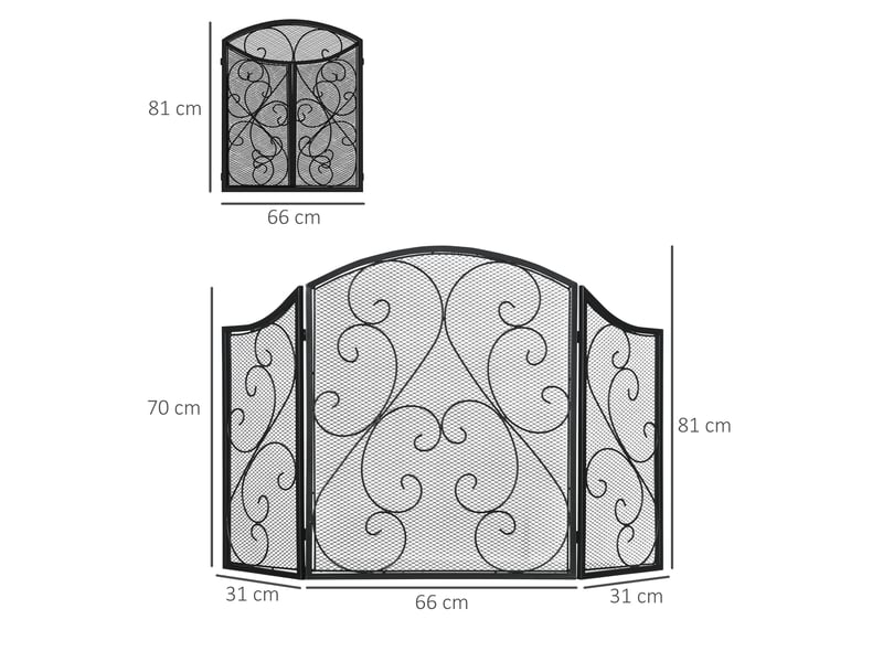  Pare-étincelles pour cheminée, style vintage, 66 cm x 31 cm x 81 cm, noir  - Conforama E