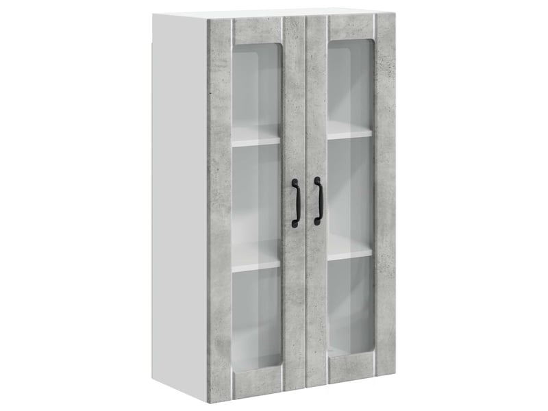  Meuble mural de cuisine, cabinet en verre mural gris béton 60x31x100cm shl2772  - Conforama A