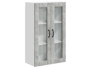 Meuble mural de cuisine, cabinet en verre mural gris béton 60x31x100cm shl2772