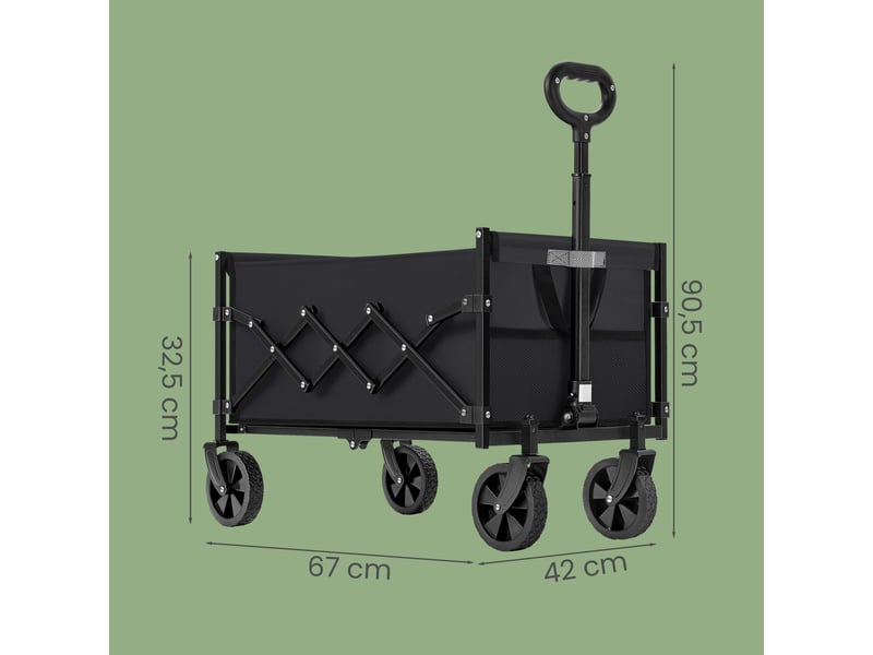 Chariot pliable, chariot à main avec poignée et 4 roues, pour l’extérieur et le jardin, noir - Conforama D