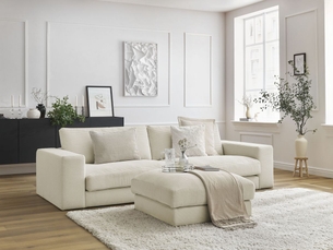 Canapé droit fixe BOBOCHIC LEONARD 4 places Velours beige