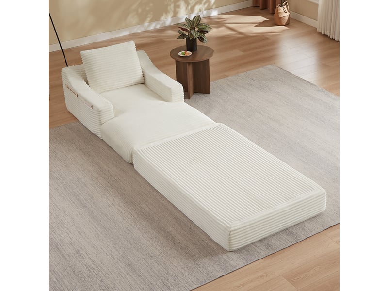  Fauteuil lounge minimaliste en velours côtelé, assise spacieuse, double couche, convertible en lit  - Conforama E