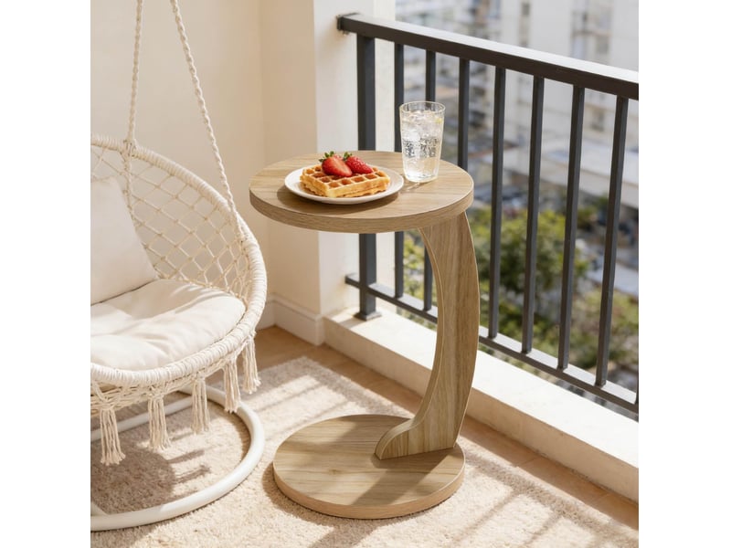  Table basse ronde c 38x38x55 cm mdf chêne clair  - Conforama E