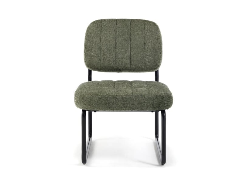  Fauteuil kaki rembourré pieds métal noir et tissu chenille - paola PAOLA - Conforama A
