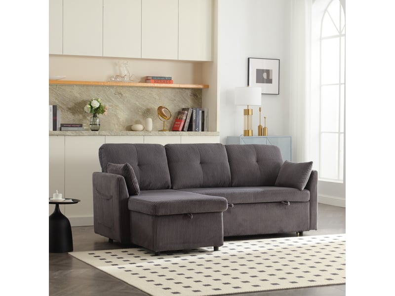 Canapé-lit d'angle modulable 3 places avec rangement homvra - Conforama C