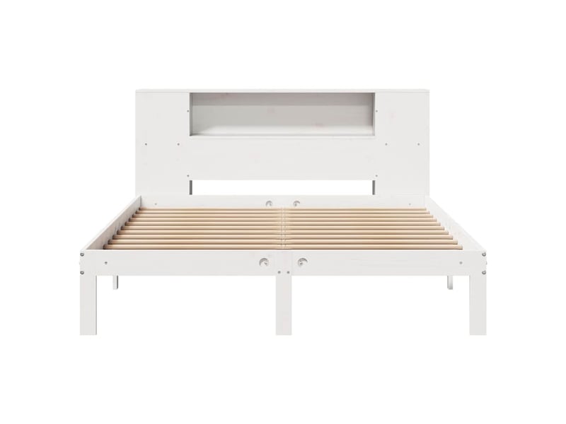  Lit double- lit adulte -  lit bibliothèque sans matelas blanc 135x190 cm bois pin massif  - Conforama C