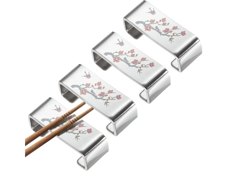  Lot de 4 repose-baguettes en acier inoxydable 304 - motif fleur de prunier - support de couteaux pour comptoir, baguettes, cuillères, fourchettes  - Conforama A