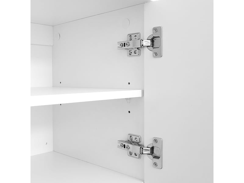  Meuble tv contemporain blanc 175x38x56 cm – étagères réglables, design léger, rangement moderne  - Conforama E
