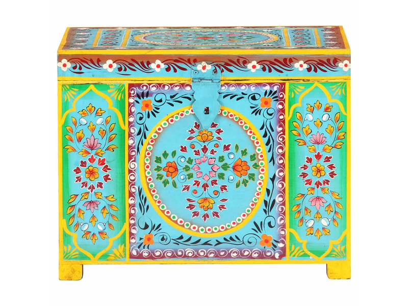  Boîte de rangement peinte à main 50x40x40 cm bois manguier massif  - Conforama C