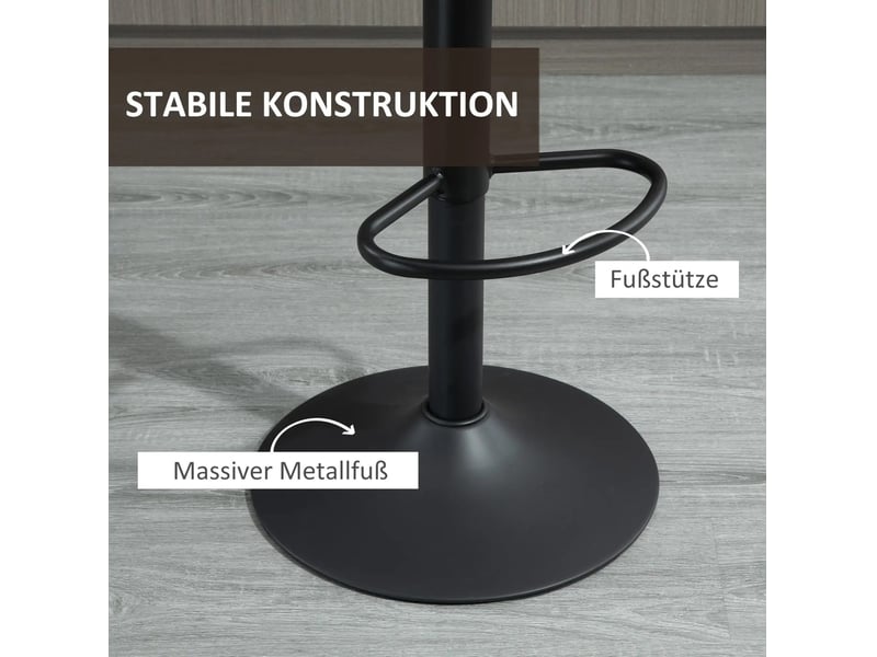  Tabourets de bar lot de 2 réglables en hauteur pivotants avec dossier et repose-pieds en microfibre marron  - Conforama E