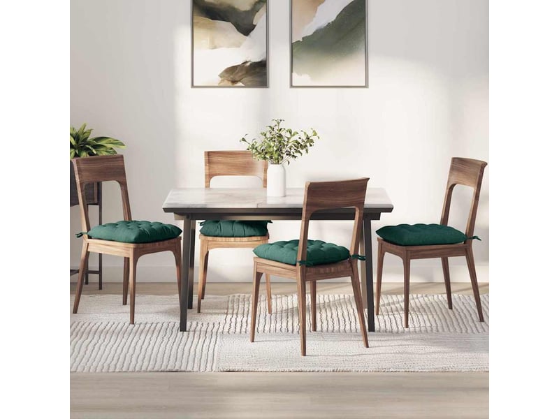 Lot de 4 coussins de siège, coussins décoratifs tissu vert foncé 40 x 40 x 6 cm cf60034 - Conforama B