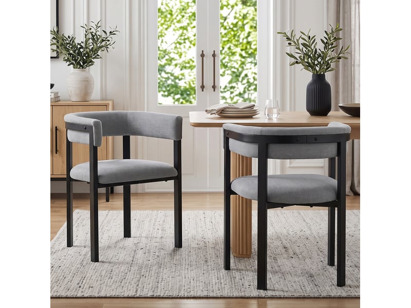  Lot de 6 chaises de salle à manger 61x50x76 cm – gris – dossier enveloppant en chenille  - Conforama B