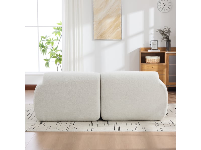  Canapé droit modulable 2 places en chenille ivoire – 189 x 91 x 71 cm Fay Lum - Conforama E