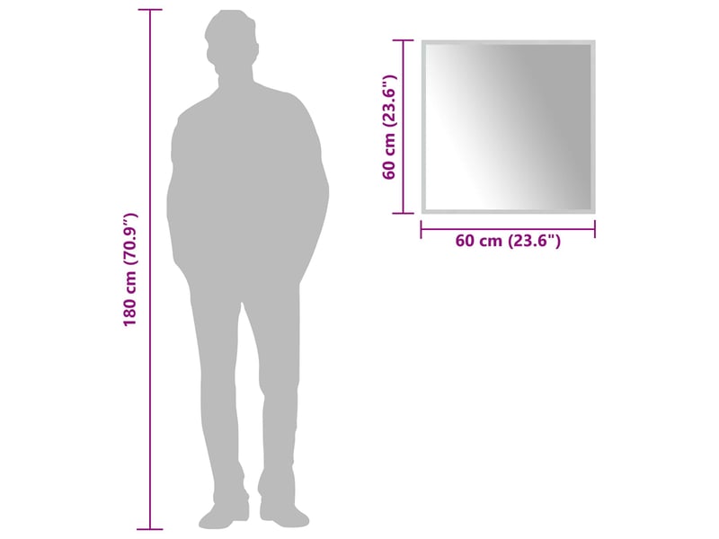  Miroir de salle de bain, miroir de toilette led transparent 60 x 60 cm verre trempé cf62596  - Conforama E