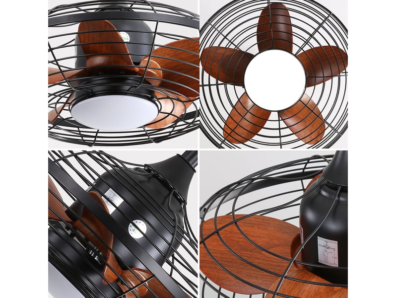  Ventilateur de plafond 51 cm en abs et acier q235, led 18 w 3 températures, 5 pales marron, moteur dc, télécommande  - Conforama E
