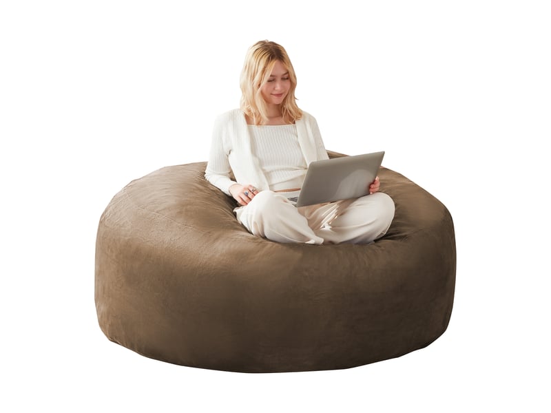  Pouf géant adulte,150x150x60 cm,pliable,tissu,marron café  - Conforama B