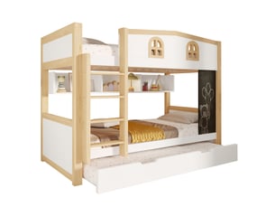Lit superposé 90x200 cm <strong></strong> <strong>CozyNest</strong> coloris blanc