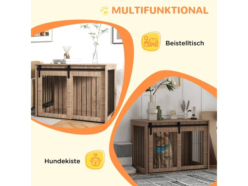  Cage pour félins 98x58x61 cm – noyer et noir – porte coulissante verrouillable et plateau supérieur  - Conforama E