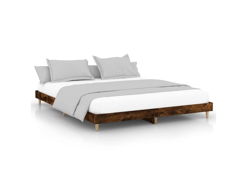  Lit double- lit adulte -  cadre de lit sans matelas chêne fumé 200x200 cm bois ingénierie  - Conforama A