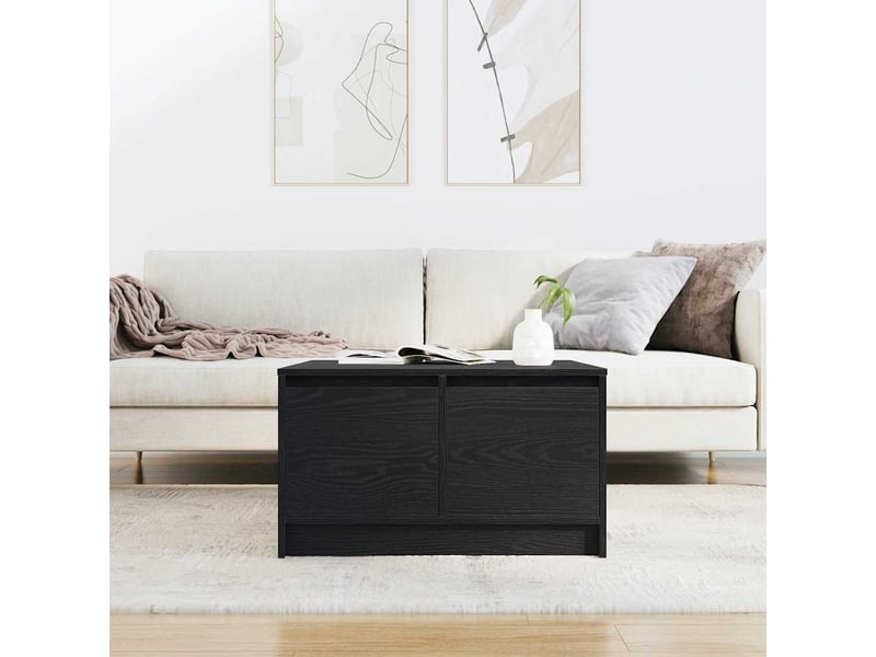  Table basse - table de salon - table à thé avec tiroirs chêne noir 70,5x70x40 cm  - Conforama C
