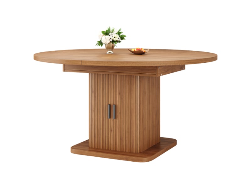 Table à manger extensible 110–149,8 cm, avec rangements, tiroirs coulissants et plateau amovible – noyernoir  - Conforama A