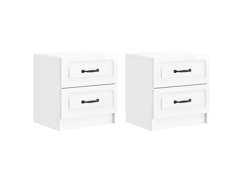  Table de chevet - cabinet de chevet - table de nuit 2 pièces blanc brillant 43 x 34,5 x 44,5 cm  - Conforama A