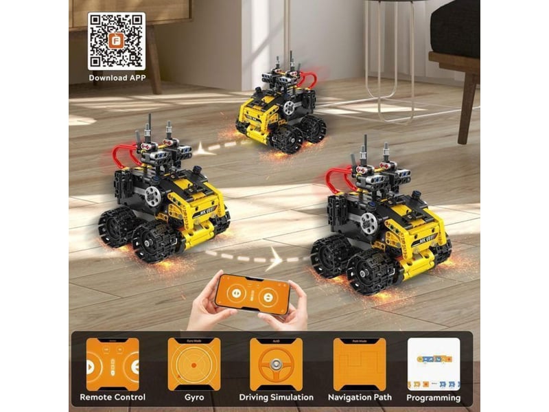  Kit vehicule robot 5 en 1 cubimana 560 pieces jaune abs avec telecommande 2.4 ghz et application 151498_AAAIG28230_6_DROPFR - Conforama C