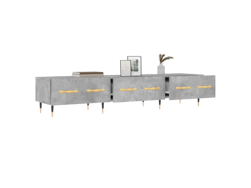  Meuble tv - banc tv - meuble de rangement gris béton 150x36x30 cm bois d'ingénierie  - Conforama D