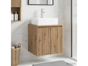 Vanité de lavabo mural, meuble de rangement chêne artisanal 49.5x41x62.5 cm shl6907