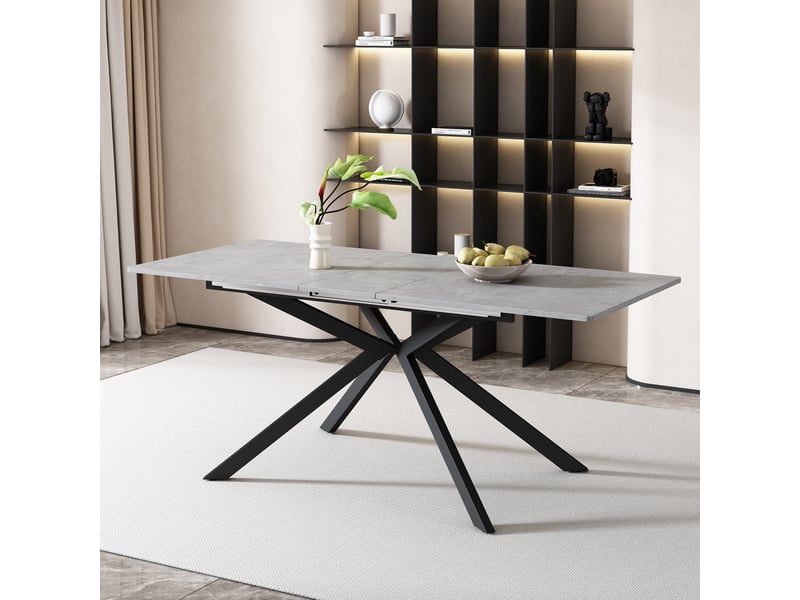  Table à manger extensible automatique 150180 x 70 cm, mdf et métal noir gris  - Conforama B